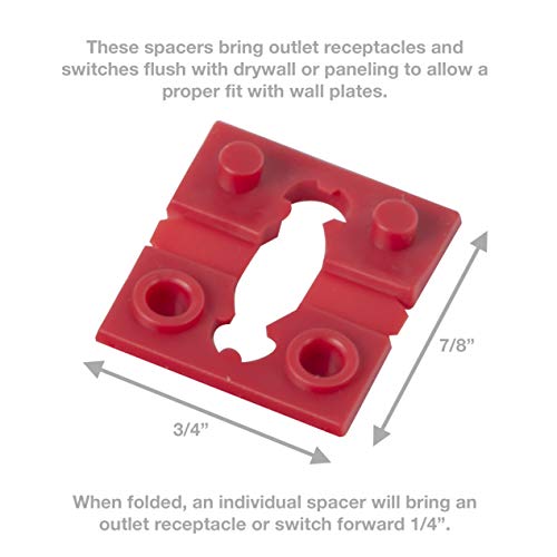 Gardner Bender GSP-04 Electrical Switch and Receptical Spacers, 4 Piece Pack, Red