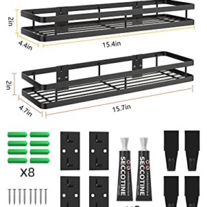 Couwilson Spice Rack Organizer Wall Mounted 15.7in 2 Pack Hanging Seasoning Spice Organizer Shelf, Spice Rack storage for Cabinet or Wall Mount with 4 Strong Hooks, for Kitchen, Bathroom