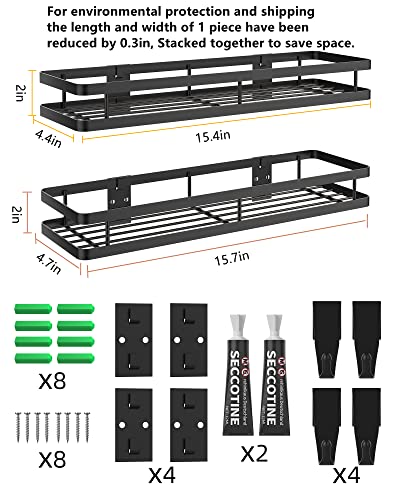 Couwilson Spice Rack Organizer Wall Mounted 15.7in 2 Pack Hanging Seasoning Spice Organizer Shelf, Spice Rack storage for Cabinet or Wall Mount with 4 Strong Hooks, for Kitchen, Bathroom