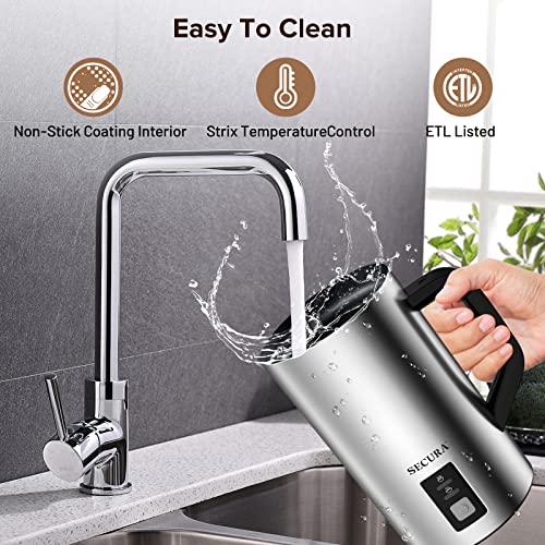 Secura Milk Frother, Electric Milk Steamer Stainless Steel, 8.4oz/250ml Automatic Hot and Cold Foam Maker and Milk Warmer for Latte, Cappuccinos, Macchiato, 120V