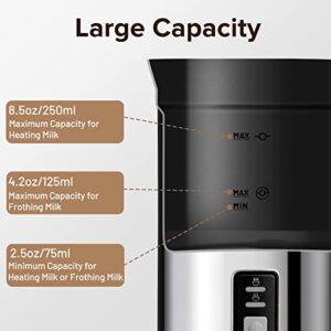 Secura Milk Frother, Electric Milk Steamer Stainless Steel, 8.4oz/250ml Automatic Hot and Cold Foam Maker and Milk Warmer for Latte, Cappuccinos, Macchiato, 120V