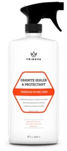 granite sealer & protector – best stone polish, protectant & care product – easy maintenance for clean countertop surface, marble, tile – no streaks, stains, haze, or spots – 18 oz – trinova