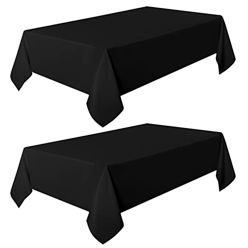 sancua 2 Pack Black Tablecloth 60 x 102 Inch, Rectangle 6 Feet Table Cloth - Stain and Wrinkle Resistant Washable Polyester Table Cover for Dining Table, Buffet Parties and Camping