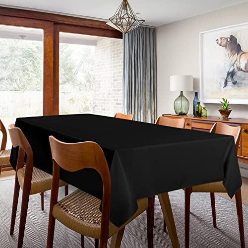 sancua 2 Pack Black Tablecloth 60 x 102 Inch, Rectangle 6 Feet Table Cloth - Stain and Wrinkle Resistant Washable Polyester Table Cover for Dining Table, Buffet Parties and Camping