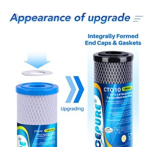 ICEPURE 1 Micron 2.5" x 10" Whole House CTO Carbon Sediment Water Filter Cartridge Compatible with DuPont WFPFC8002, WFPFC9001, SCWH-5, WHCF-WHWC, WHCF-WHWC, FXWTC, CBC-10, RO Unit, Pack of 4