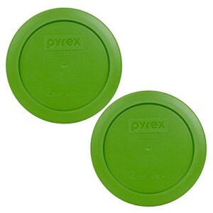 Pyrex Bundle - 2 Items: 7200-PC 2-Cup Lawn Green Plastic Food Storage Lids