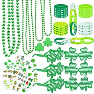 96pcs st. patricks day party favors set shamrock glasses necklaces bracelets tattoos st. patrick’s day accessories decorations supplies