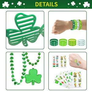 96Pcs St. Patricks Day Party Favors Set Shamrock Glasses Necklaces Bracelets Tattoos St. Patrick's Day Accessories Decorations Supplies