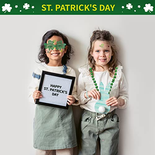 96Pcs St. Patricks Day Party Favors Set Shamrock Glasses Necklaces Bracelets Tattoos St. Patrick's Day Accessories Decorations Supplies