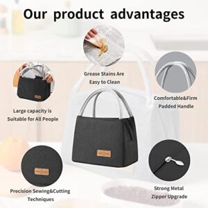 LADDERU Insulated Lunch Bags Reusable Lunch Box Large Tote Bag for Women Men Kids, Cooler Bag for Office Work Picnic School Beach Travel (Black)