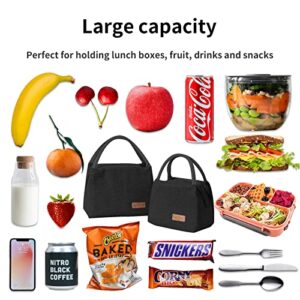 LADDERU Insulated Lunch Bags Reusable Lunch Box Large Tote Bag for Women Men Kids, Cooler Bag for Office Work Picnic School Beach Travel (Black)