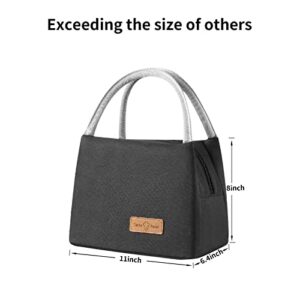 LADDERU Insulated Lunch Bags Reusable Lunch Box Large Tote Bag for Women Men Kids, Cooler Bag for Office Work Picnic School Beach Travel (Black)