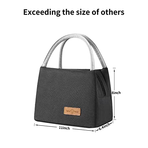 LADDERU Insulated Lunch Bags Reusable Lunch Box Large Tote Bag for Women Men Kids, Cooler Bag for Office Work Picnic School Beach Travel (Black)