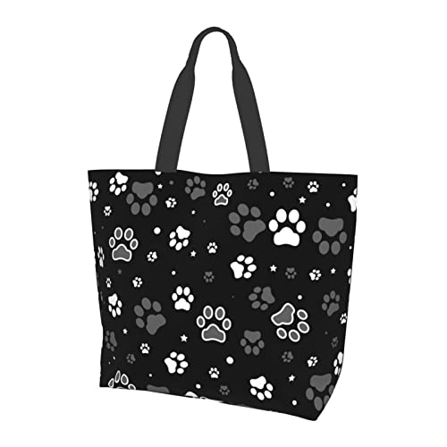 Dog Paw Tote Bag for Women Large Paw Print Bags Portable Beach Bag Reusable Grocery Bags Waterproof Sandproof Shoulder Handbag Aesthetic for Travle Gifts Work Weekend Gym Office Shopping School