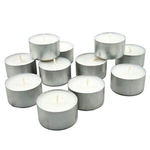 Stonebriar Bulk 50 Pack Unscented Smokeless Long Tea Light Candles with 8 Hour Extended Burn Time, White, 50 Count