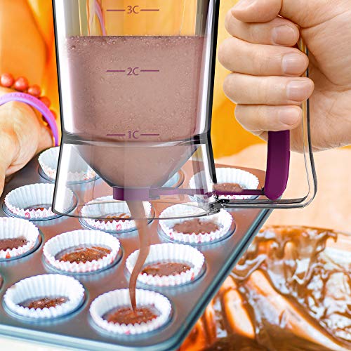 Chef Buddy Batter Dispenser, 4-Cup, Purple, Durable Plastic