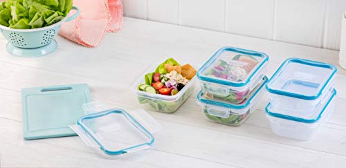 Snapware Total Solution 10-Pc Plastic Food Storage Containers Set with Lids, 3-Cup Rectangle Meal Prep Container, Non-Toxic, BPA-Free Lids with 4 Locking Tabs, Microwave, Dishwasher, and Freezer Safe