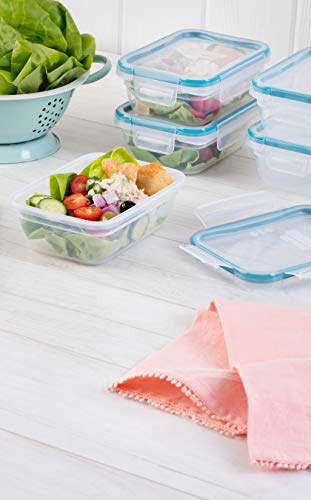 Snapware Total Solution 10-Pc Plastic Food Storage Containers Set with Lids, 3-Cup Rectangle Meal Prep Container, Non-Toxic, BPA-Free Lids with 4 Locking Tabs, Microwave, Dishwasher, and Freezer Safe