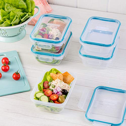 Snapware Total Solution 10-Pc Plastic Food Storage Containers Set with Lids, 3-Cup Rectangle Meal Prep Container, Non-Toxic, BPA-Free Lids with 4 Locking Tabs, Microwave, Dishwasher, and Freezer Safe