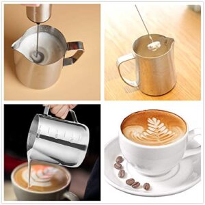 Milk Frother Handheld Battery Operated, Coffee Frother for Milk Foaming, Latte/Cappuccino Frother Mini Frappe Mixer for Drink, Hot Chocolate, Stainless Steel Silver