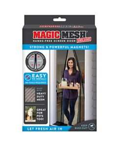 magic mesh deluxe- black- hands free magnetic screen door, mesh curtain keeps bugs out, frame hook & loop, hands free, pet & kid friendly- fits doors up to 39 x 83 inches