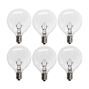 6 pack wax warmer bulbs,g50 25 watt bulbs for full size scentsy warmers,g16.5 globe e12 incandescent candelabra base clear light bulbs for wax warmer,1.97 inches,long last lifespan