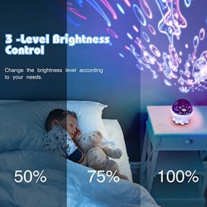 Night Light Projector,Ocean Star Night Light for Kids Room,Dinosaur Toys with 360° Rotation,Remote and Timer,3 Projection Films,17 Light Modes,9 Lullaby Songs,Birthday Christmas Gifts Kids Toys-White