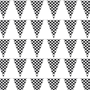 Checkered Flags Black and White 100’ FT Pennant Racing Banner | NASCAR Theme Party Decoration Plastic Flag | Race Car Parties Décor | Decorative Birthday BBQ Bar Hanging Accessories | 1 Banner