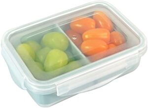carrotez food storage containers 2 compartment, meal prep container, lunch containers, portion control container, bpa free, airtight lids, reusable, snack containers, 2 cup (480ml)