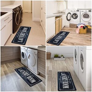 Laundry Room Rug Runner Non Slip Laundry Mats Mudroom Runner Farmhouse Kitchen Floor Mat Bathroom Laundry Room Decor Accessories( Black, 20 X 47 inch )