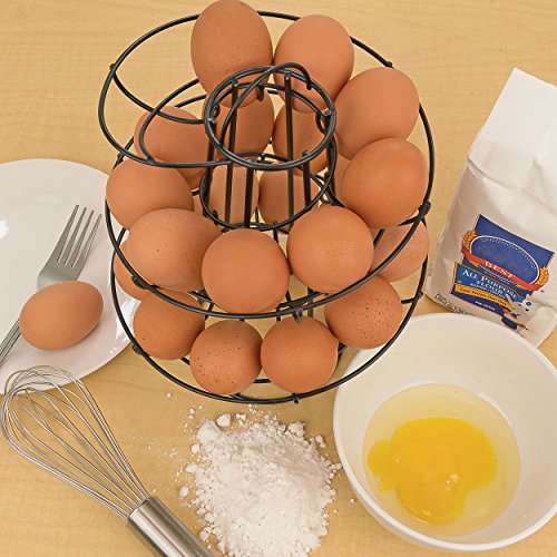 Southern Homewares Egg Skelter Deluxe Modern Spiraling Dispenser Rack Black