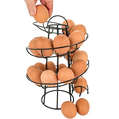 Southern Homewares Egg Skelter Deluxe Modern Spiraling Dispenser Rack Black