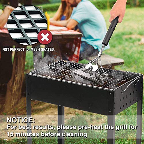 GRILLART Grill Brush for Outdoor Grill Bristle Free - Safe BBQ Grill Cleaner Brush - 17" BBQ Brush for Grill Cleaning Kit -Stainless Grill Cleaning Brush BBQ Grill Accessories Tools- Gifts for Men Dad