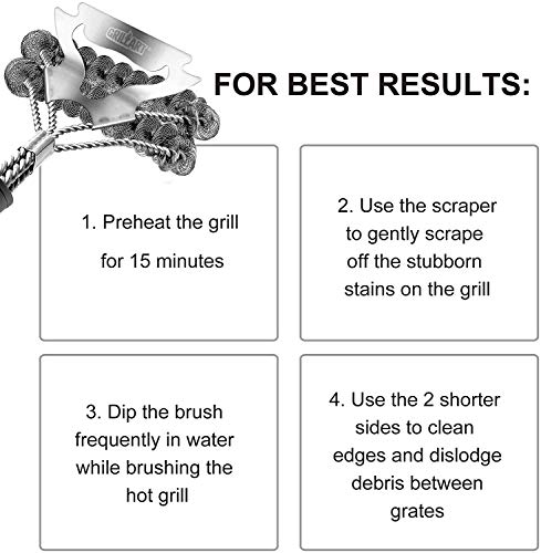 GRILLART Grill Brush for Outdoor Grill Bristle Free - Safe BBQ Grill Cleaner Brush - 17" BBQ Brush for Grill Cleaning Kit -Stainless Grill Cleaning Brush BBQ Grill Accessories Tools- Gifts for Men Dad