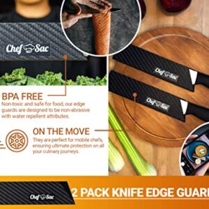 Chef Sac Knife Edge Guards | Universal Knife Cover & Professional Knife Protector | Durable BPA-Free ABS Plastic Knife Guards | Gentle Non-Scratch Felt Lining Chef Knife Sheath (2-Pack - 8.5)