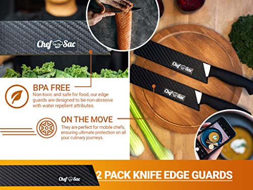 Chef Sac Knife Edge Guards | Universal Knife Cover & Professional Knife Protector | Durable BPA-Free ABS Plastic Knife Guards | Gentle Non-Scratch Felt Lining Chef Knife Sheath (2-Pack - 8.5)