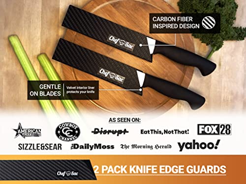 Chef Sac Knife Edge Guards | Universal Knife Cover & Professional Knife Protector | Durable BPA-Free ABS Plastic Knife Guards | Gentle Non-Scratch Felt Lining Chef Knife Sheath (2-Pack - 8.5)