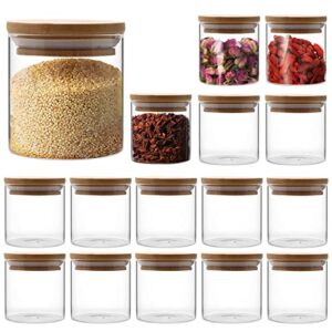 7 oz/230ml glass jars with bamboo lids, pantry organization and storage jars-set of 16,spice jars set for coffee,flour,sugar ,tea