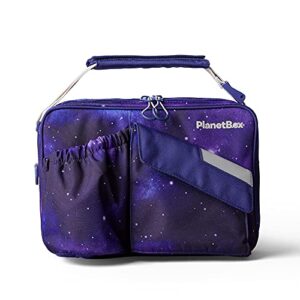 planetbox 5268303 stardust insulated lunch bag, 9 x 12 x 2.5 inches, purple