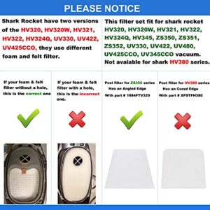 8 Pre-Filters (4 Foam+4 Felt) and 4 Post-Filters for Shark Rocket Zero-M Ultra-Light Corded Stick HV345 ZS350 ZS350C ZS351 ZS351C ZS352 Vacuums, Replaces for Shark Part # XPMFK320 & 1084FTV320