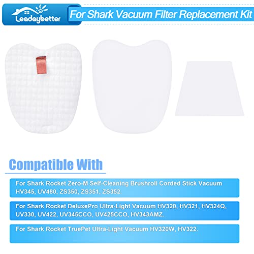 8 Pre-Filters (4 Foam+4 Felt) and 4 Post-Filters for Shark Rocket Zero-M Ultra-Light Corded Stick HV345 ZS350 ZS350C ZS351 ZS351C ZS352 Vacuums, Replaces for Shark Part # XPMFK320 & 1084FTV320