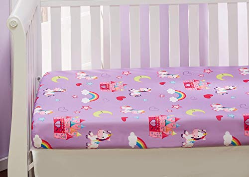 EVERYDAY KIDS 2 Pack Fitted Girls Crib Sheet, 100% Soft Breathable Microfiber, Baby Sheet, Fits Standard Size Crib Mattress 28in x 52in, Nursery Sheet - Unicorns/Hot Pink