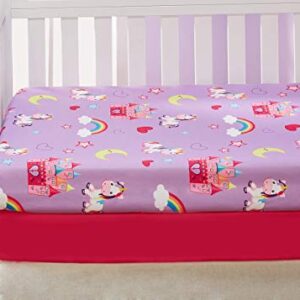 EVERYDAY KIDS 2 Pack Fitted Girls Crib Sheet, 100% Soft Breathable Microfiber, Baby Sheet, Fits Standard Size Crib Mattress 28in x 52in, Nursery Sheet - Unicorns/Hot Pink