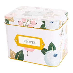 white floral recipe box | 24 size 4×6 recipe cards & 12 dividers | vintage style recipe tin | perfect for housewarming | mother’s day by polite society
