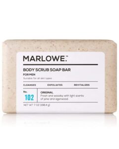 marlowe. no. 102 men’s body scrub soap 7 oz | best exfoliating bar for men | made with natural ingredients | green tea extract | amazing scent