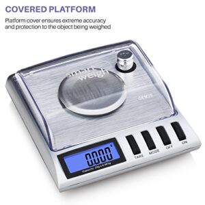 Smart Weigh GEM20-20g x 0.001 grams, High Precision Digital Milligram Jewelry Scale, Reloading, Jewelry and Gems Scale, Calibration Weights and Tweezers Included