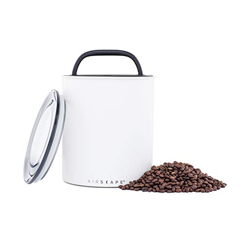 Airscape Kilo Coffee Storage Canister Large Food Container Patented Airtight Lid 2-Way Valve Preserve 2.2 lb Dry Beans Food Freshness (Matte White)