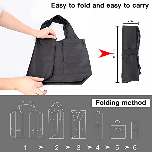 20 Pack Durable Folding Large Kitchen Reusable Shopping Bags with Handles Bulk, Aricsen Recycle Foldable Grocery Heavy Duty Washable into Pocket Lightweight Portable Nylon Tote, Polyester Cloth, Black
