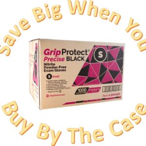 GripProtect® Precise Black Nitrile Exam Gloves | 4 Mil | Chemo-Rated | Food, Home, Hospital, Law Enforcement, Tattoo | (Large, 100)