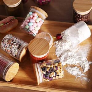 12 Piece Glass Storage Jars Set with Bamboo Lid, 6oz Glass Spice Canisters, Mini Glass Mason Jars with Airtight Lid for Kitchen Corner, Suit for Sugar, Cookies,Rice Flour and Other Dry Food Storage